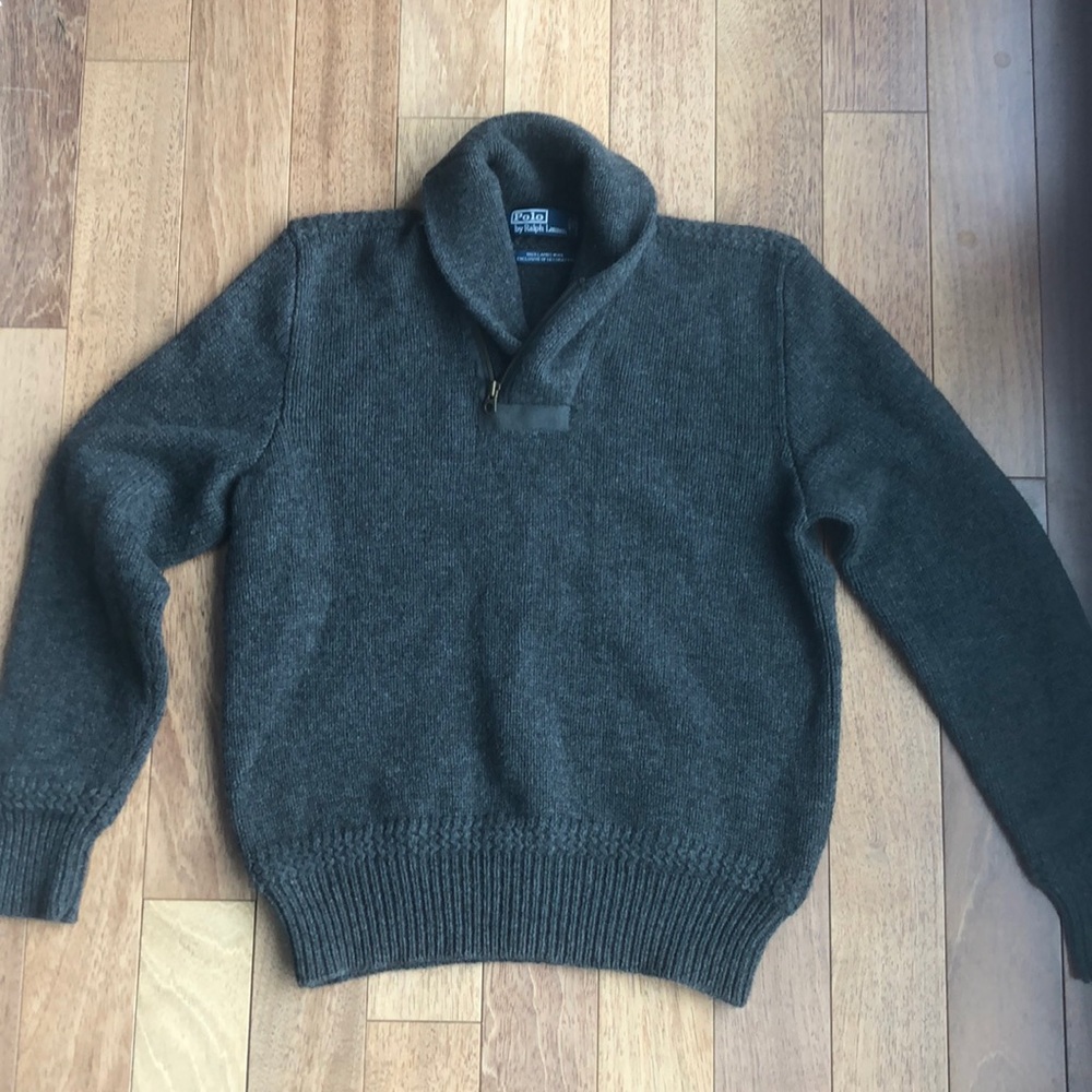 Polo lambswool shawl neck sweater, M